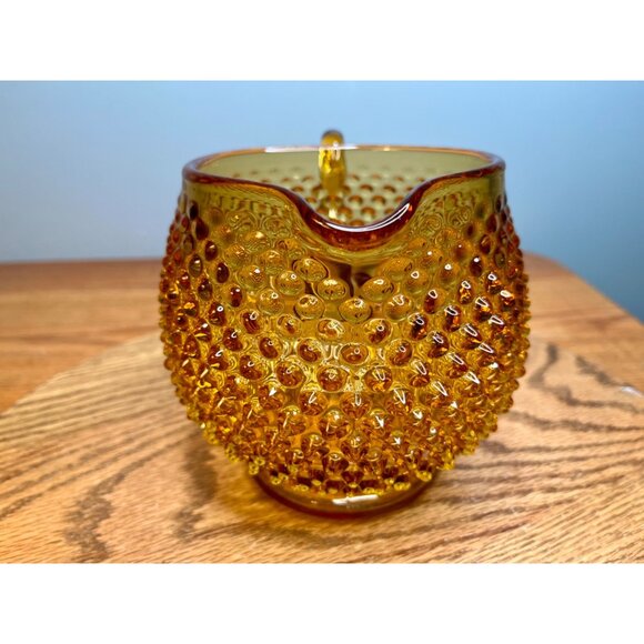 Fenton Amber Glass Hobnail Squat Pitcher/Jug - Picture 2 of 9